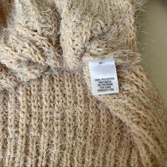 Candies women’s eyelash chenille long sleeve cable knit sweater, Large, beige - Picture 8 of 8